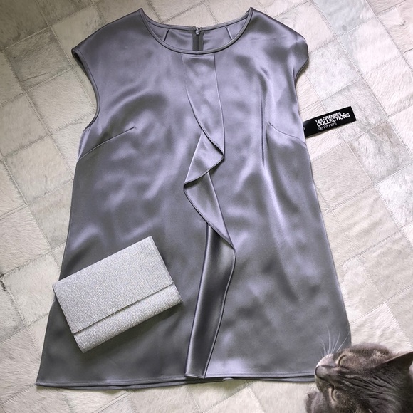 St. John Tops - 💖HPx2💖 St. John Dark Silver Silk Top M - Brand New